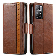 Coque Portefeuille Livre Cuir Etui Clapet S02D pour Xiaomi Poco M4 Pro 5G Marron