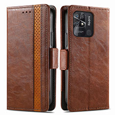 Coque Portefeuille Livre Cuir Etui Clapet S02D pour Xiaomi Redmi 10 India Marron