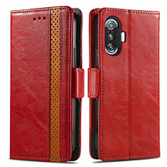 Coque Portefeuille Livre Cuir Etui Clapet S02D pour Xiaomi Redmi K40 Gaming 5G Rouge