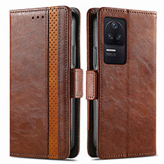 Coque Portefeuille Livre Cuir Etui Clapet S02D pour Xiaomi Redmi K40S 5G Marron