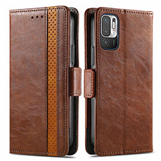 Coque Portefeuille Livre Cuir Etui Clapet S02D pour Xiaomi Redmi Note 10 JE 5G Marron