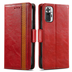 Coque Portefeuille Livre Cuir Etui Clapet S02D pour Xiaomi Redmi Note 10 Pro Max Rouge