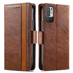 Coque Portefeuille Livre Cuir Etui Clapet S02D pour Xiaomi Redmi Note 10T 5G Marron