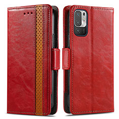 Coque Portefeuille Livre Cuir Etui Clapet S02D pour Xiaomi Redmi Note 10T 5G Rouge