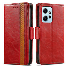 Coque Portefeuille Livre Cuir Etui Clapet S02D pour Xiaomi Redmi Note 12 4G Rouge