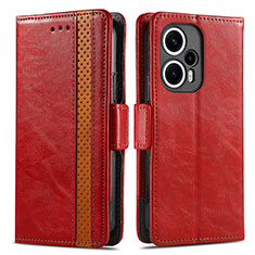 Coque Portefeuille Livre Cuir Etui Clapet S02D pour Xiaomi Redmi Note 12 Turbo 5G Rouge