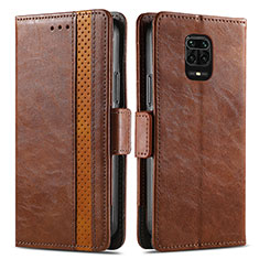 Coque Portefeuille Livre Cuir Etui Clapet S02D pour Xiaomi Redmi Note 9 Pro Marron