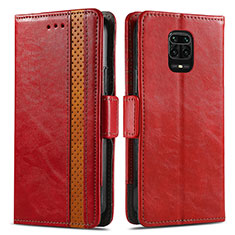 Coque Portefeuille Livre Cuir Etui Clapet S02D pour Xiaomi Redmi Note 9 Pro Max Rouge