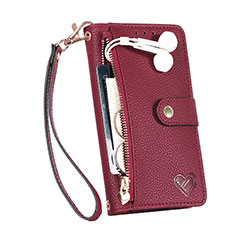 Coque Portefeuille Livre Cuir Etui Clapet S03D pour Apple iPhone 14 Rouge