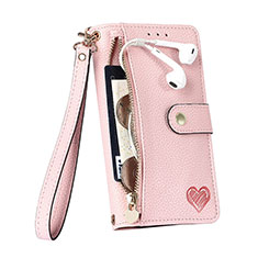 Coque Portefeuille Livre Cuir Etui Clapet S03D pour Apple iPhone 15 Plus Rose