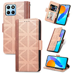 Coque Portefeuille Livre Cuir Etui Clapet S03D pour Huawei Honor X8 5G Brun Clair