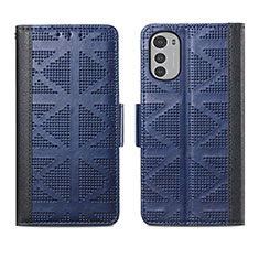 Coque Portefeuille Livre Cuir Etui Clapet S03D pour Motorola Moto E32 Bleu