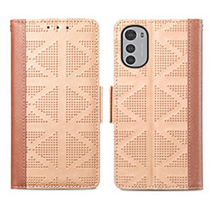 Coque Portefeuille Livre Cuir Etui Clapet S03D pour Motorola Moto E32 Brun Clair