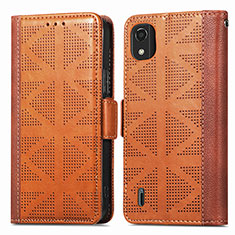 Coque Portefeuille Livre Cuir Etui Clapet S03D pour Nokia C2 2nd Edition Marron