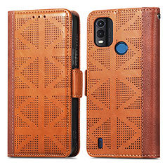 Coque Portefeuille Livre Cuir Etui Clapet S03D pour Nokia C21 Plus Marron