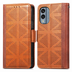 Coque Portefeuille Livre Cuir Etui Clapet S03D pour Nokia X30 5G Marron