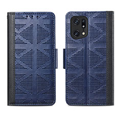 Coque Portefeuille Livre Cuir Etui Clapet S03D pour Oppo Find X5 Pro 5G Bleu