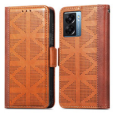 Coque Portefeuille Livre Cuir Etui Clapet S03D pour Oppo K10 5G India Marron