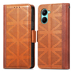 Coque Portefeuille Livre Cuir Etui Clapet S03D pour Realme C33 (2023) Marron