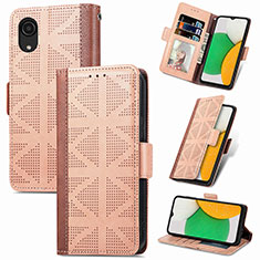 Coque Portefeuille Livre Cuir Etui Clapet S03D pour Samsung Galaxy A03 Core Brun Clair