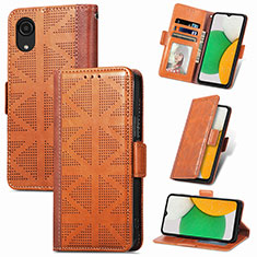 Coque Portefeuille Livre Cuir Etui Clapet S03D pour Samsung Galaxy A03 Core Marron