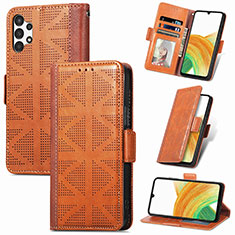 Coque Portefeuille Livre Cuir Etui Clapet S03D pour Samsung Galaxy A13 4G Marron