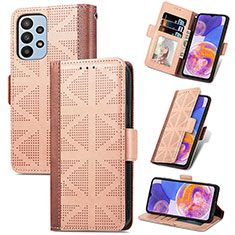 Coque Portefeuille Livre Cuir Etui Clapet S03D pour Samsung Galaxy A23 4G Brun Clair