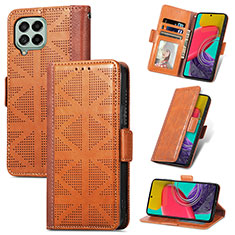 Coque Portefeuille Livre Cuir Etui Clapet S03D pour Samsung Galaxy M53 5G Marron