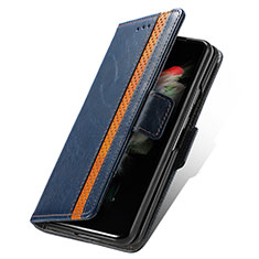 Coque Portefeuille Livre Cuir Etui Clapet S03D pour Samsung Galaxy Z Fold3 5G Bleu