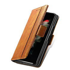 Coque Portefeuille Livre Cuir Etui Clapet S03D pour Samsung Galaxy Z Fold3 5G Brun Clair