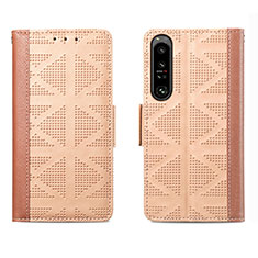 Coque Portefeuille Livre Cuir Etui Clapet S03D pour Sony Xperia 1 IV Brun Clair