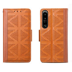 Coque Portefeuille Livre Cuir Etui Clapet S03D pour Sony Xperia 1 IV SO-51C Marron