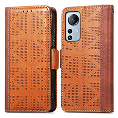 Coque Portefeuille Livre Cuir Etui Clapet S03D pour Xiaomi Mi 12 Pro 5G Marron