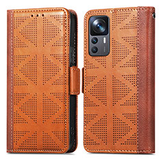 Coque Portefeuille Livre Cuir Etui Clapet S03D pour Xiaomi Mi 12T 5G Marron