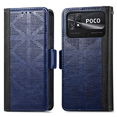 Coque Portefeuille Livre Cuir Etui Clapet S03D pour Xiaomi Poco C40 Bleu