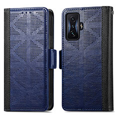 Coque Portefeuille Livre Cuir Etui Clapet S03D pour Xiaomi Poco F4 GT 5G Bleu