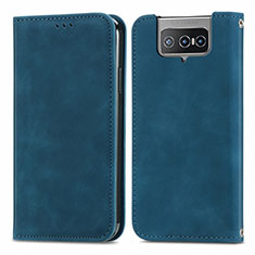 Coque Portefeuille Livre Cuir Etui Clapet S04D pour Asus Zenfone 7 Pro ZS671KS Bleu