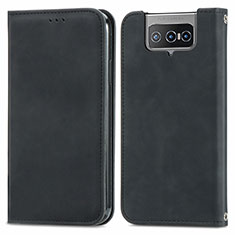 Coque Portefeuille Livre Cuir Etui Clapet S04D pour Asus Zenfone 7 Pro ZS671KS Noir