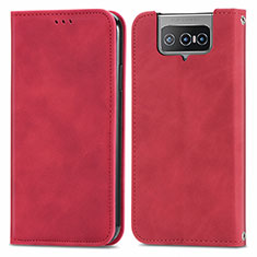 Coque Portefeuille Livre Cuir Etui Clapet S04D pour Asus Zenfone 7 ZS670KS Rouge