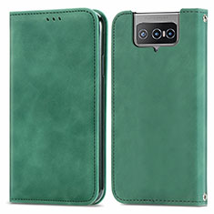 Coque Portefeuille Livre Cuir Etui Clapet S04D pour Asus Zenfone 7 ZS670KS Vert