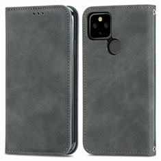 Coque Portefeuille Livre Cuir Etui Clapet S04D pour Google Pixel 5a 5G Gris