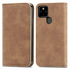 Coque Portefeuille Livre Cuir Etui Clapet S04D pour Google Pixel 5a 5G Marron