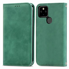 Coque Portefeuille Livre Cuir Etui Clapet S04D pour Google Pixel 5a 5G Vert