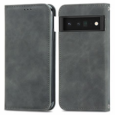 Coque Portefeuille Livre Cuir Etui Clapet S04D pour Google Pixel 6 5G Gris