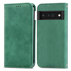 Coque Portefeuille Livre Cuir Etui Clapet S04D pour Google Pixel 6 5G Vert