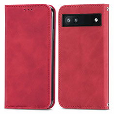 Coque Portefeuille Livre Cuir Etui Clapet S04D pour Google Pixel 6a 5G Rouge