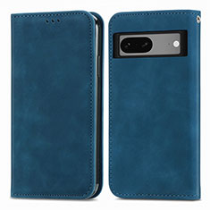 Coque Portefeuille Livre Cuir Etui Clapet S04D pour Google Pixel 7 5G Bleu