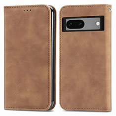 Coque Portefeuille Livre Cuir Etui Clapet S04D pour Google Pixel 7 5G Marron