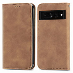 Coque Portefeuille Livre Cuir Etui Clapet S04D pour Google Pixel 7 Pro 5G Marron