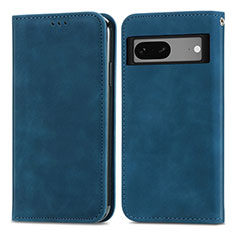 Coque Portefeuille Livre Cuir Etui Clapet S04D pour Google Pixel 7a 5G Bleu